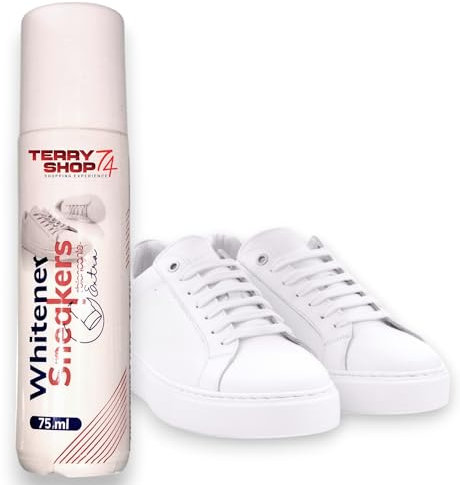Terryshop74 Sbiancante per Pelle, Sintetica e Tela - Sneakers, Scarpe, Borse, Cinture, Giacche - Trattamento Rigenerante, Rinnova e Protegge, 75 ml