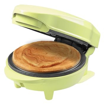Bestron Mini waffle per waffle dal design unico a forma di uovo di Pasqua, ideale per waffle Pasqua, compleanni dei bambini o come regalo, dimensioni della cialda: 10 cm, colore: verde