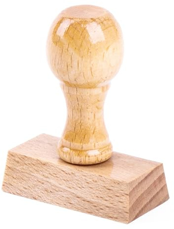 Mister Timbri Timbro in Legno Manuale 15x70 mm Rettangolare Personalizzabile - 3 Righe di Testo, Ecologico e Ideale per Dati Aziendali o Firma
