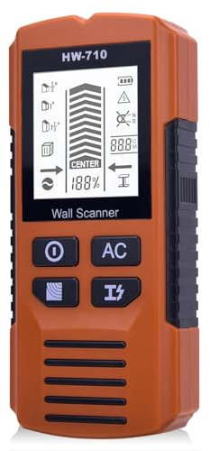 Localizador de cables, detector de pared 5 en 1, detector de vigas multifuncional con pantalla LCD y alarma sonora, instrumento de medición electrónico para madera, metales ferrosos y no ferrosos