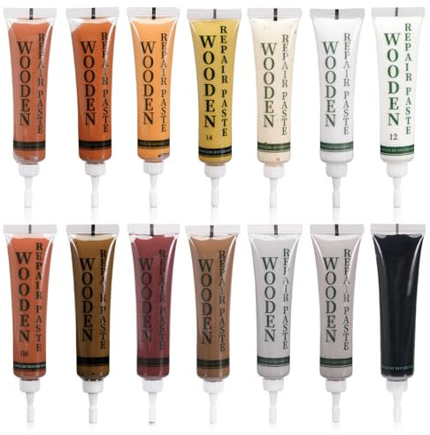14 Color Wood Filler Natural Wooden Touch Up Fillers Wood Furniture Repair Paste Kit Laminate Floor Repair Kit Touch Up Putty for Repairing Floors,Desks,Cabinet,Door,Walnut,Cabinet,Covering Stain