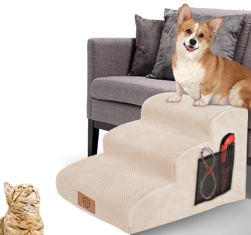 Scale per Cani a 3 Gradini in Spugna (Beige)