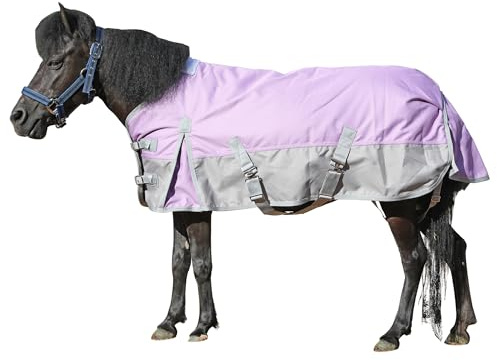 Gallopoff 1200D ponnyfilt 200 g/m² – vattentätt och ventilerande regntäcke för ponnyer, shetty, fodrad vinterfilt med korsremmar, svans och justerbar bröststängning 125 cm