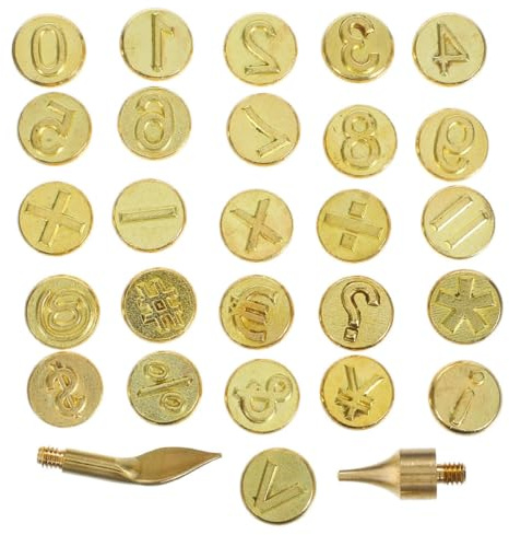 Cabilock Set 2 Pezzi Punte Numeri per Pirografia in Ottone, Ferro da Marchiatura Legno per Fai da Te su Legno, Pelle e Carta, Strumenti Artigianali Compatti per Incisione Numerica