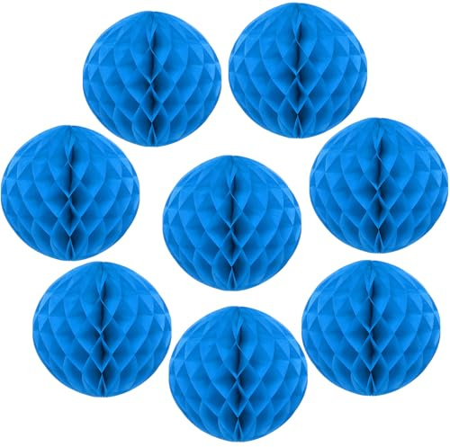 QUARKZMAN 8 Pcs Bolas De Panal, 6 Diámetro Flores De Papel Pompones De Papel Artesanías Para Manualidades DIY Decoración Del Hogar Cumpleaños Navidad Fiesta, Azul Cielo