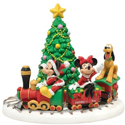Department 56 Disney Village Accessories Mickey Mouse Holiday Express Figurine, 4.75 Inch, Multicolor
