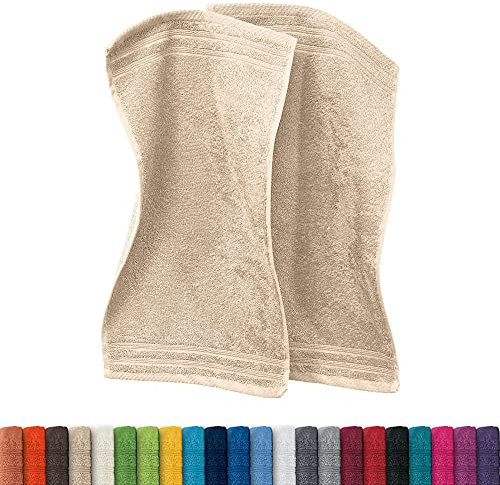 Erwin Müller Gästetuch Heidelberg 2er- Pack 100% Baumwolle beige Größe 30x50 cm - leichte Qualität, saugstark, schnelltrocknend, kompakt - ideal für Sport, Strand, Reisen