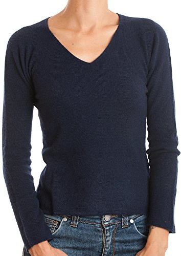 DALLE PIANE CASHMERE Pull Femme 100% Cachemire - Bleu, M