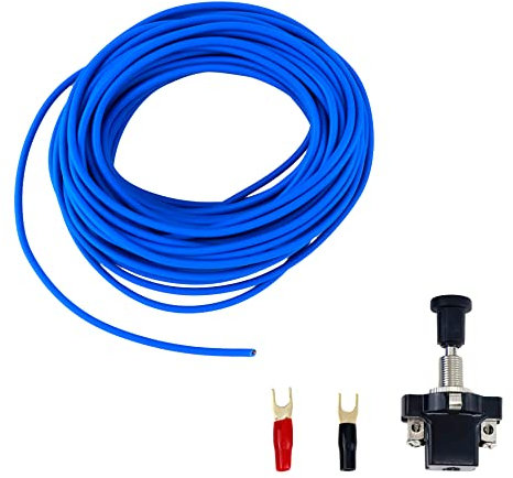 S SYDIEN 18 Gauge Wire 18 awg Stranded Wire PVC Cord Copper Cable 10M/33Ft Single Core Flexible Extension Power Cord Remote Wire for Amp Auto with Connection Terminals & Push-Pull Switch (Blue)