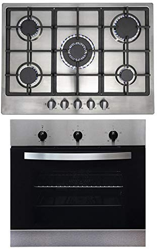 SIA 60cm Stainless Steel True Fan Electric Single Oven And 70cm 5 Burner Gas Hob
