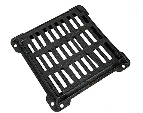 EINSIDE Griglia in ghisa sferoidale concava con telaio classe C250, Caditoia dotata di sistema di sicurezza con chiusura a scatto, 40 x 40 cm