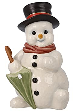 Goebel X-Mas Schneemann-Figur Mein Kleiner Kristall aus Porzellan mit einem Swarovski-Stein Mehrfarbig, Maße: 7cm x 6cm x 12cm, 66-703-95-1