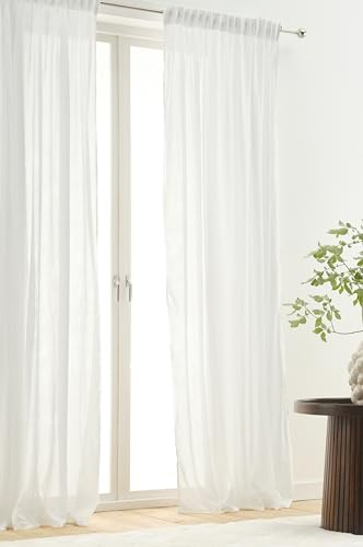 Jotex Multifunktionsgardine Layer 2er Set, Polyester-Baumwoll -Mischung, Oeko-TEX® Standard 100 Zertifiziert, bessere Baumwolle - Weiß, 140 x 220 cm