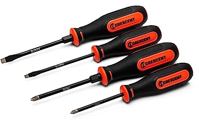 Crescent 4PC Diamond Tip Dual Material Screwdriver Set with Phillips and Slotted Screwdrivers - CDTSET4PC