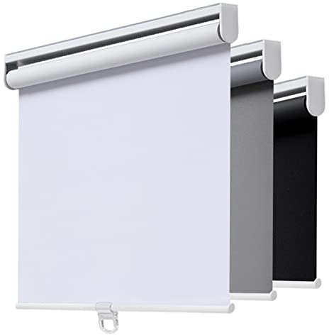 AOSKY Cordless Roller Shades Blackout Blinds for Windows Room Darkening Rolled Up Shades with Spring System, UV Protection Window Shades Door Blinds for Home and Office (35 W x 72 H, White)