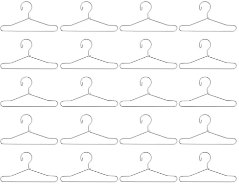 Ciieeo 20 pcs Mini Doll Clothes Hangers Metal Silver for Dolls | Metal Build, 20 pcs Set, for Dolls Clothes, Display and Storage Use, Silver Finish