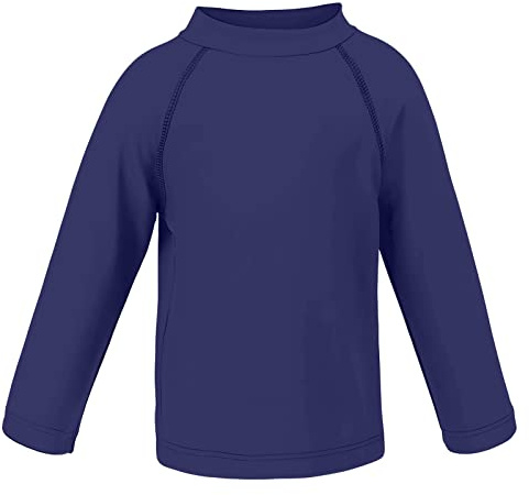 LACOFIA Kinder Badeshirt Jungen Langarm Schwimmshirt Sonnenschutz Kinder Rashguard Schnelltrocknendes Badebekleidung Marineblau 13-14 Jahre/158-164