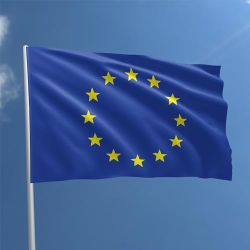 Drapeau Union Européenne 90 x 150 cm - Europe Polyester Avec Passant Pour La Tige Résistant Aux Intempéries Couleur Vive - Utilisation Intérieure et Extérieure