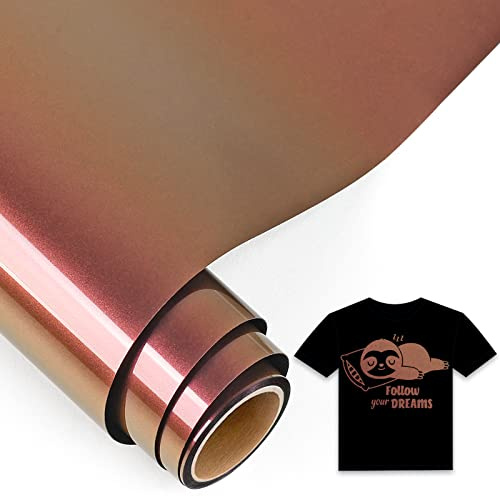 IModeur Chameleon Iron on Vinyl — 30.5 x 153 cm Gold to Fuchsia Heat Transfer Vinyl for Fabric, PET Backing Easy to Weed HTV for T-Shirts, Clothes, Hats, Bags and Other Textiles