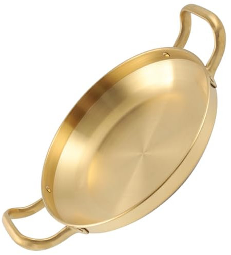 Garneck Padella in Acciaio Inossidabile Ispessito Con Doppio Manico Per Barbecue e Hot Pot Pentola Coreana Multiuso Per Riso e Friggere Adatta Induzione e Uso Esterno