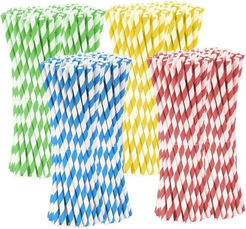 Cannucce di carta, 480 pezzi di cannucce colorate, flessibili, cannucce biodegradabili, per feste, per feste, matrimoni e occasioni speciali