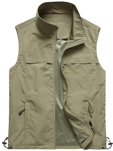 Chaleco de verano para hombre, ligero, elegante, ligero, con bolsillos, chaleco de pesca, tallas grandes, chaleco de trabajo, transpirable, chaleco deportivo fino, chaleco deportivo suelto, elegante