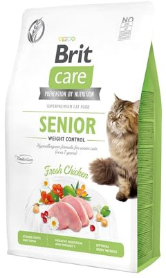 Brit Care Senior Katzenfutter, Gewichtskontrolle mit Frischem Huhn, Hypoallergen für Katzen über 7 Jahre