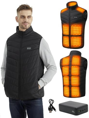 Cosy Life Heated Vest for Men with 20000mAh Battery Pack and 15 Heating Zones, Up to 11 Hours of Heat, Lightweight for Hunting, Hiking & Golf