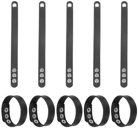 QUARKZMAN 10 st enfärgade läderarmband med spänne, justerbara tomma armband för handleder, gör-det-själv-armband för män, kvinnor, smyckestillverkning, svart