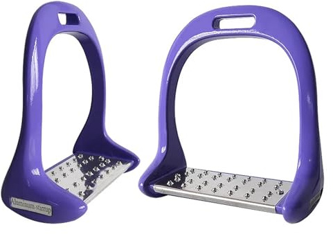CYMMIYT säkerhetsstigbygel 1 par stirrup häst ridningsutrustning rostfritt stål legering aluminiumlegering tjock non-slip equestrian för saddle pedal (lila)