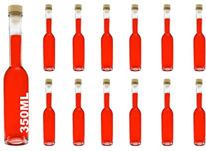 casavetro 12 x 350 ml leere Glasflaschen. Weitere Größen. Opera Flaschen mit Holzgriffkorken Likörflaschen, Schnapsflaschen, Essigflaschen, Ölflaschen zum selbst Abfüllen Flaschen mit Verschluss