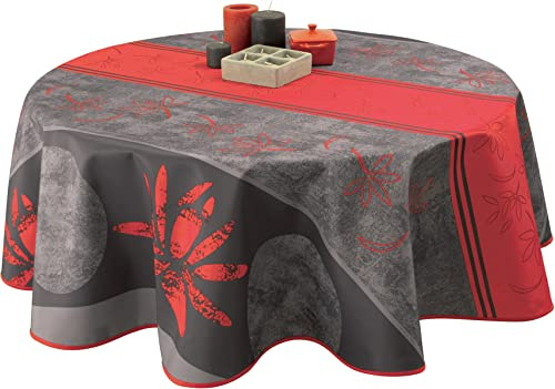 Nappe anti-taches Lotus rouge - taille : Ovale 150x240 cm, Doré