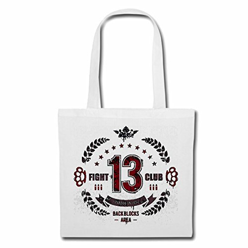 Tasche Umhängetasche MMA FIGHT CLUB BLACKBLOCKS AREA KAMPFSPORT KRAFTSPORT SCHLAGRING STREETFIGHT KAMPFSPORTLEHRER MIXED MATERIAL ART KARATE JUDO RINGEN Einkaufstasche Schulbeutel Turnbeutel in Wei
