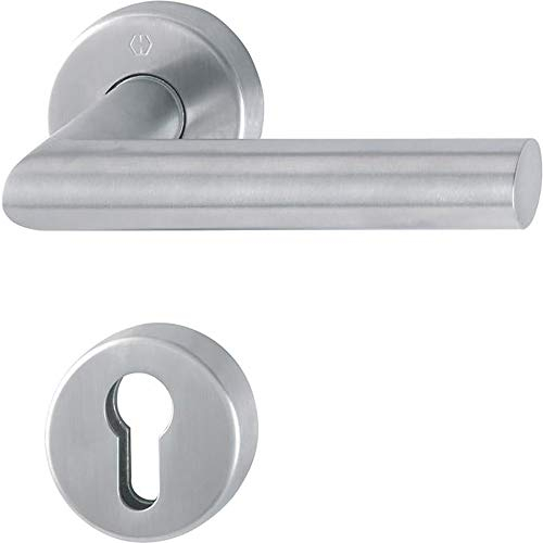 HOPPE FH Drückergarnitur Amsterdam Objekt & Feuerschutz DIN 18273, Klasse 4 nach EN1906 - Türdrücker + Rosette PZ, Edelstahl matt