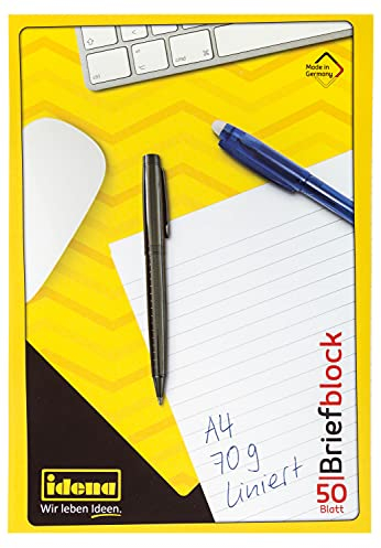 Idena 10396 - Briefblock, DIN A4, 50 Blatt, 70 g, liniert, kopfgeleimt, 1 Stück