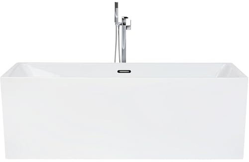Edle Acryl Badewanne rechteckig freistehend weiß mit Überlauf 170 x 80 cm Rios