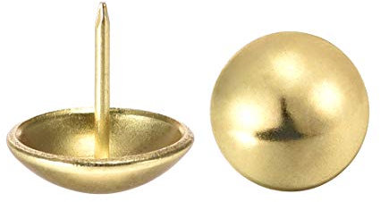 sourcing map Tapicería Clavos Tachuelas 18mm Diámetro 17mm Altura Redonda Pulgar Empuje Pasadores Dorado Tono para Muebles Sofá Cabeceros, 25 Piezas