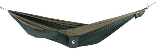 Fallschirmhängematte Original - Das Original seit 1996 | DUNKELGRÜN/ARMEEGRÜN | Multitalent und Leichtgewicht | 320 x 200 cm, nur 600 g | Schneller Aufbau < 1min | Camping, Hängematte