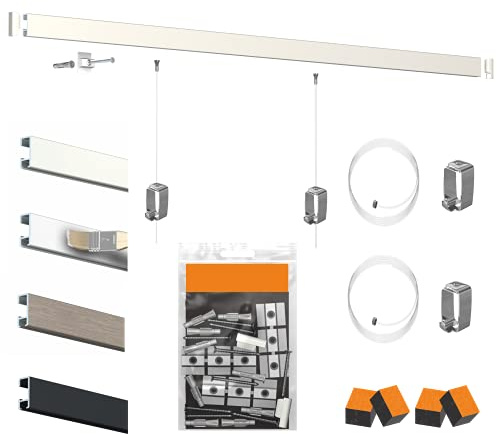 Pack Cimaise Click Rail Artiteq - Accrochage de Tableau Haut de Gamme (3 Mètres, Blanc Primaire ( Peux etre Peint ))