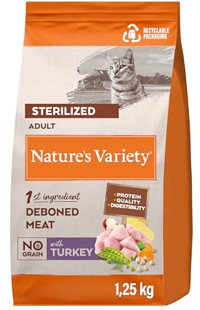 Nature's Variety No Grain Croquettes pour Chats Stérilisés - Dinde - 1,25kg
