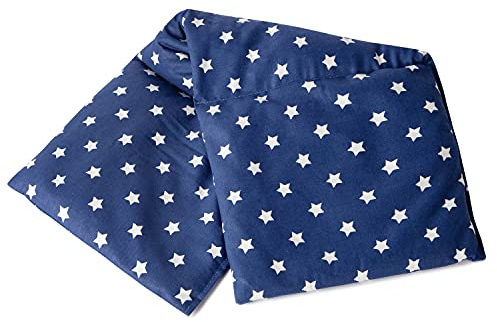 GIRAFFENLAND Rapssamenkissen 20x50cm groß 3-Kammer - Wärmekissen, Körnerkissen - Kissen - Sterne-blau, 50 x 20 cm, Rapssamen