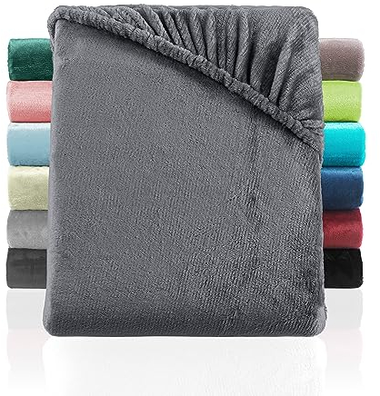 BaSaTex Cashmere Touch Plüsch Premium Spannbettlaken - SUPER Soft Flauschiges Winter Spannbetttuch für Wasserbetten und Boxspringbetten - wärmendes Bettlaken | 200x220 cm | Farbe: Anthrazit