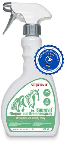 Supravit Bremsen & Fliegenspray Pferd - Effektiver Insektenschutz gegen Bremsen, Kriebelmücken und Fliegen - Mückenspray für Pferde wirkt sofort bis zu 8 Stunden - Insektenspray mit 500ml