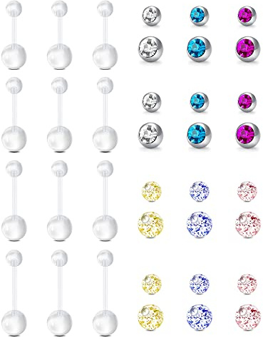 JFORYOU Piercing Ombligo Embarazo 14G Acrílico Flexible Claro con Barra Retenedores Embarazo Mujeres Piercing Ombligo Embarazadas Deportes Ombligo Piercing