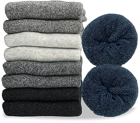 Hocerlu 5 Paires Chaussettes Chaudes Homme, Hiver Épaisses Douces, Classiques Thermiques Chaussettes en Laine Appropriés Port Quotidien Ski Travail en Extérieur, Taille 39-45