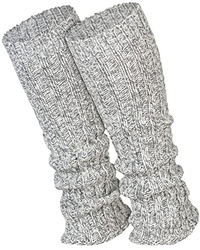 Piarini 1 Paar Stulpen Damen warme Bein-Stulpen in Wolle Strick - silber melange