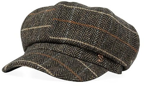 Comhats Winter Womens Newsboy Hats Wool Baker Boy Cancer Berets Fisherman Conductor Greek Sailor Fiddler Cap Brown Large
