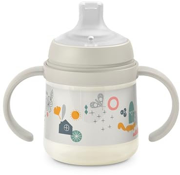 Suavinex, Biberon à Anses, Tasse Apprentissage Bébé avec Bec Souple en Silicone, avec Système Anti-Colique, Gourde Enfant avec Poignées, Antifuites, Compatible Lave-Vaisselle, +6 Mois, 150 ml, Gris