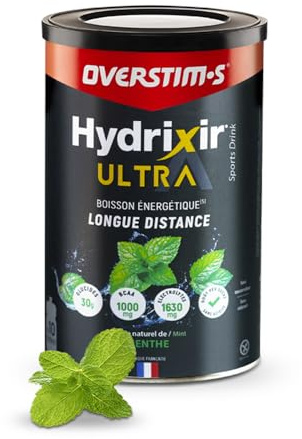 OVERSTIM.s - Bebida energética Hydrixir Ultra (400 g) - 3 fuentes de carbohidratos - 4 electrolitos - 6 vitaminas - BCAA + Glutamina - Bicarbonato de sodio - Sabor poco dulce - Menta