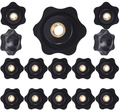 15 Stück Flügelmutter M8 × 32mm Sterngriffmutter Schwarz Kunststoff Rändelmutter Sternkopf Klemmknopf Innengewinde Rändelgriffmuttern für Maschinen Möbel Elektronische Geräte